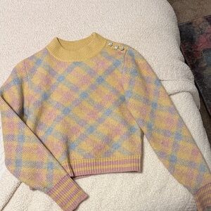 Zara Yellow and Pink Plaid Sweater